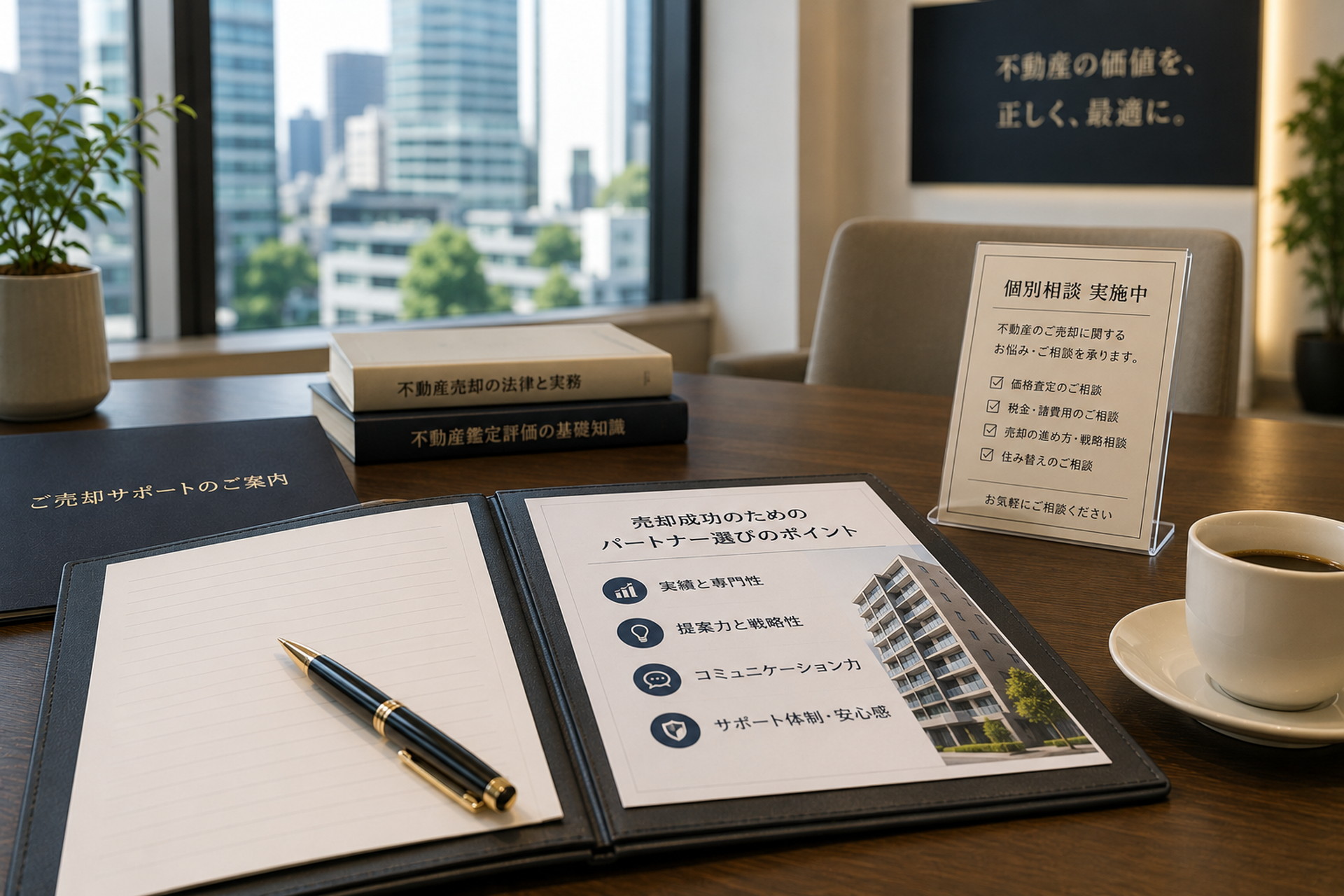 高額タワーマンション売却の専門相談を表す上質な個別コンサルティングオフィス