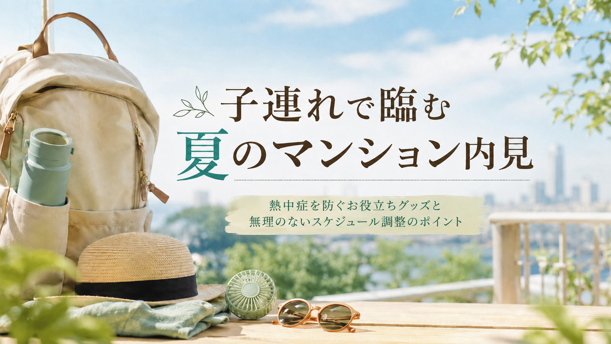 夏の子連れマンション内見に向けた水筒やリュックなどの暑さ対策グッズ