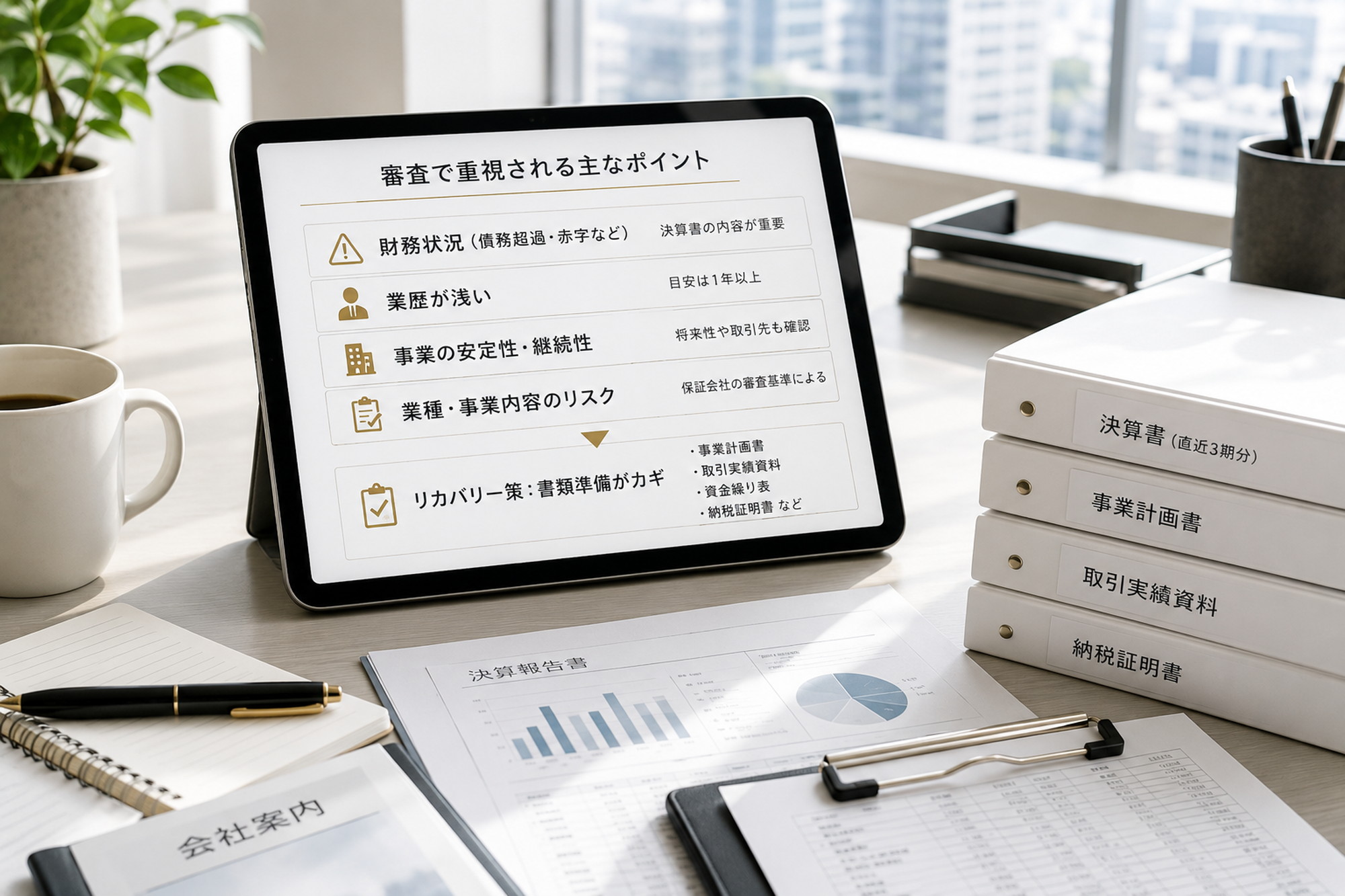 オフィス賃貸の保証会社審査で確認されるチェックリストと清潔感のある法人向けデスク