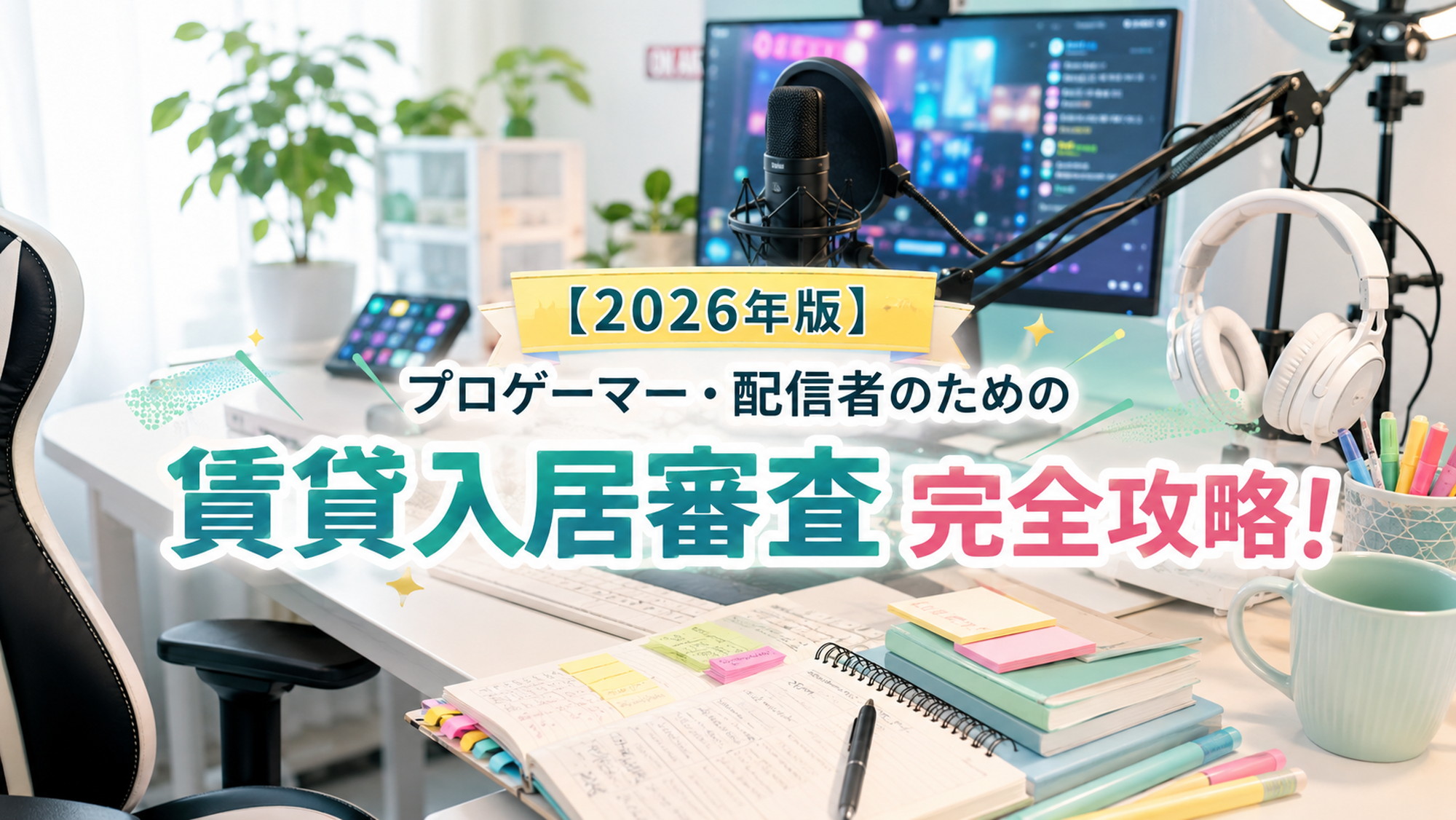 配信者の賃貸入居審査対策を表す明るいデスクと書類のアイキャッチ