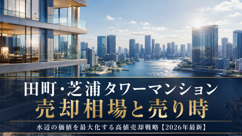 田町・芝浦のタワーマンション売却相場と水辺価値を表す明るい都心イメージ