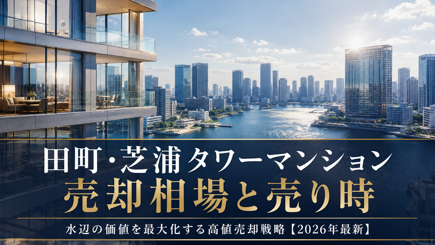 田町・芝浦のタワーマンション売却相場と水辺価値を表す明るい都心イメージ