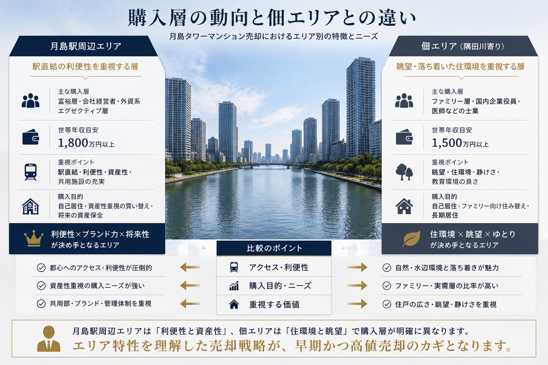 月島タワーマンション売却時の住戸個別リスクを示す明るい建築空間