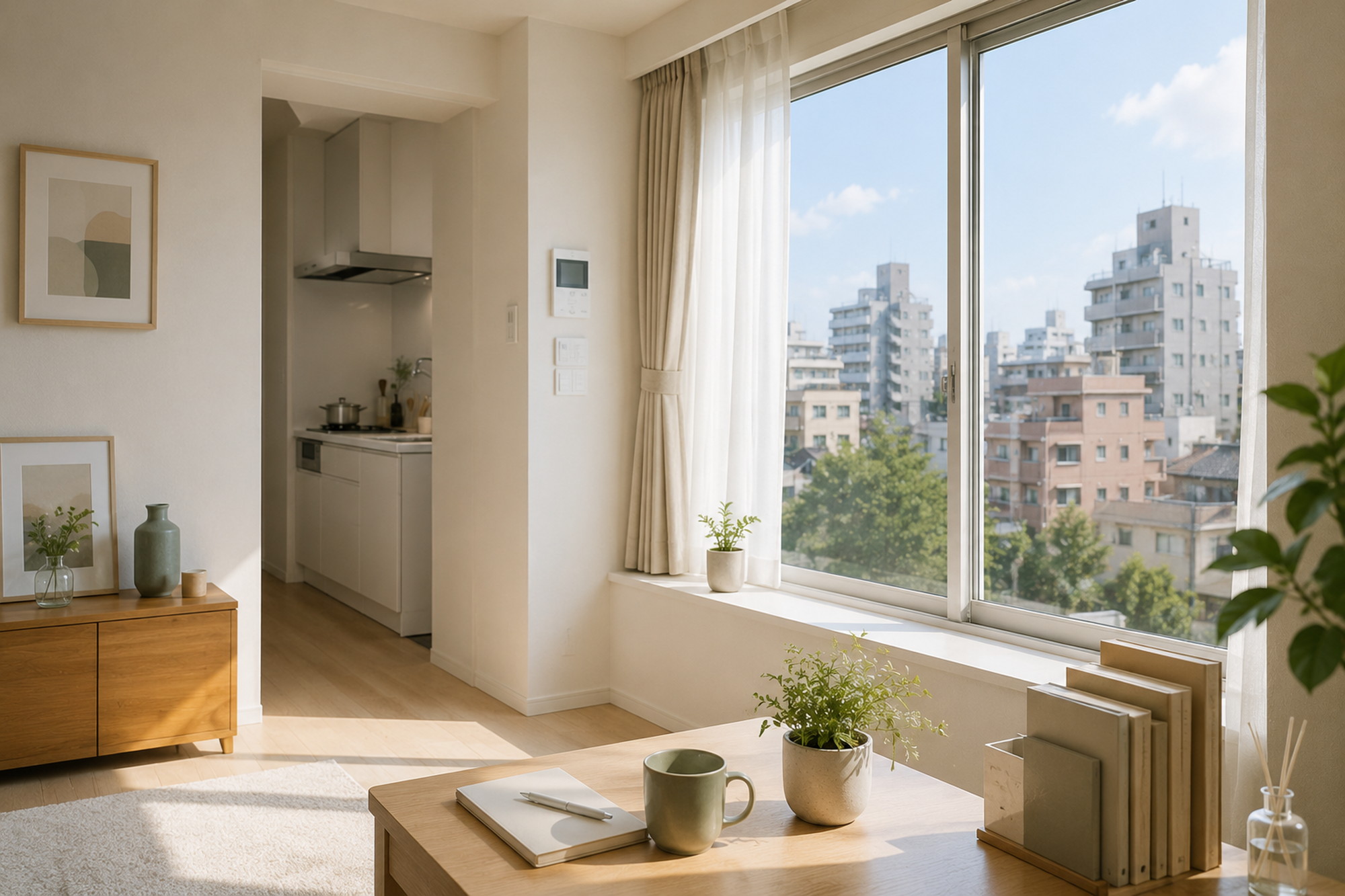 三ノ輪で一人暮らしを始める前に知るべき注意点を表す明るいマンションの窓辺